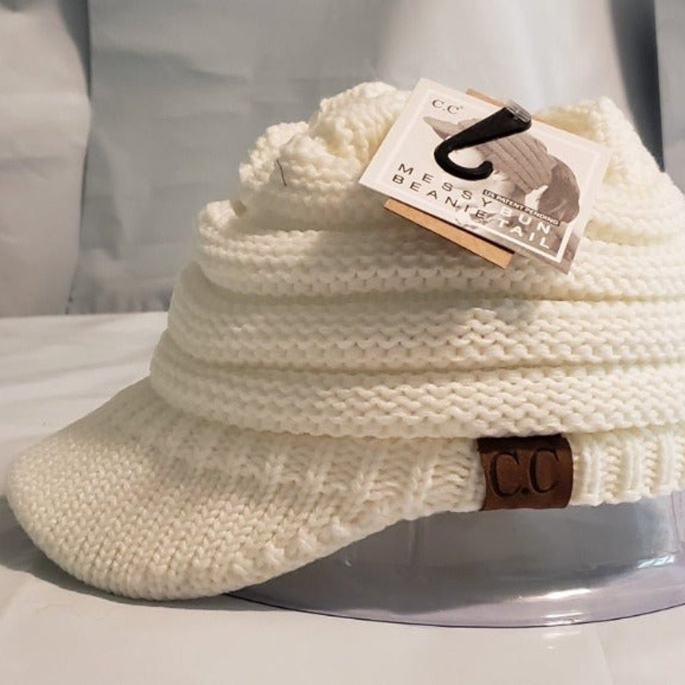 Ivory Knit Tail Hat